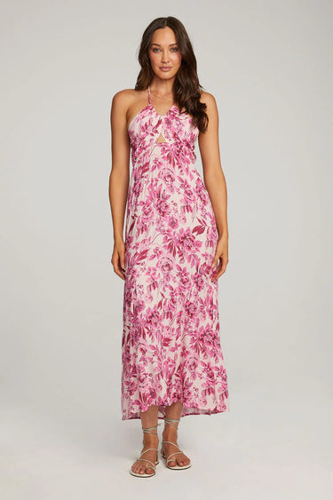 Saltwater Luxe Lilia Midi Dress in Prism Pink Petals - Estilo Boutique