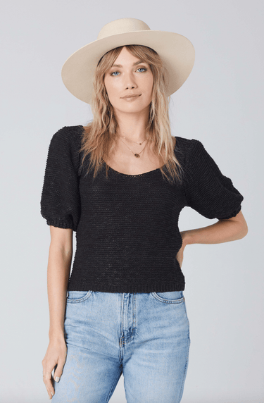 Saltwater Luxe Short Sleeve Sweater in Black - Estilo Boutique