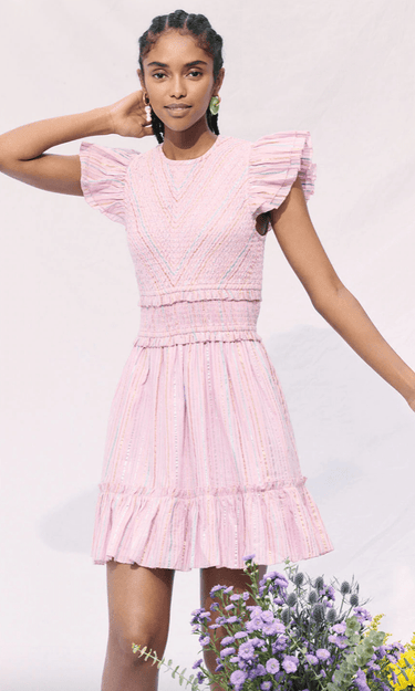 Saylor Zinnia Dress in Lurex Stripe - Estilo Boutique