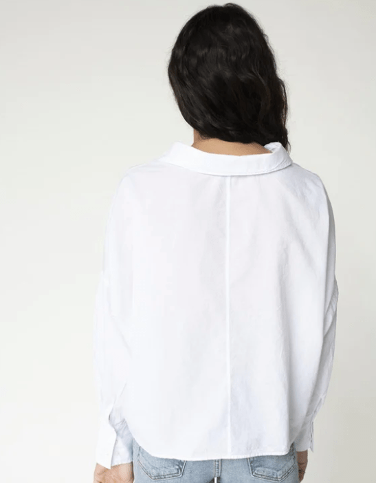 Stateside Poplin Long SLeeve Front Twist in White - Estilo Boutique