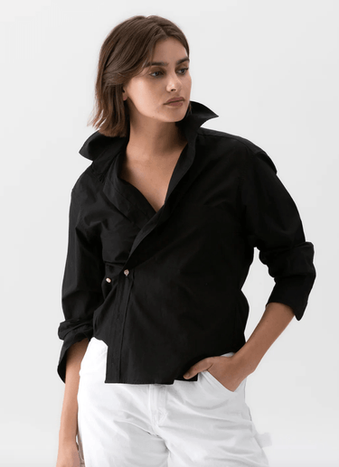 The Crop Shirt in Jet Black - Estilo Boutique