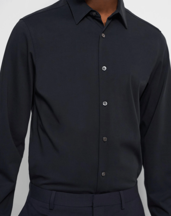 Theory Sylvain Shirt in Structure Knit Black - Estilo Boutique