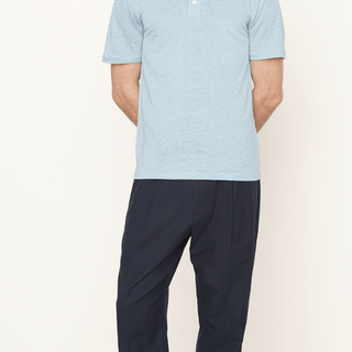 Vince Linen Polo Shirt in Chalk Blue - Estilo Boutique