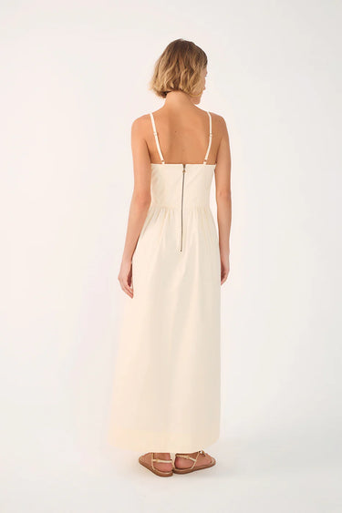 Dress To Waisted Midi Dress in Beige Shell