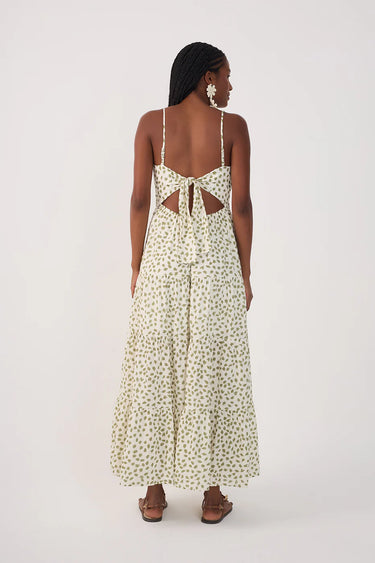 Dress To Folhagem Cut-Out Midi Dress in Off White