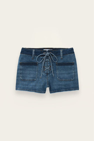 ba&sh Rio High Waisted Denim Shorts in Blue
