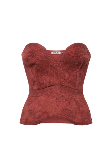 AMUR Nala Bustier Top in Mahogany