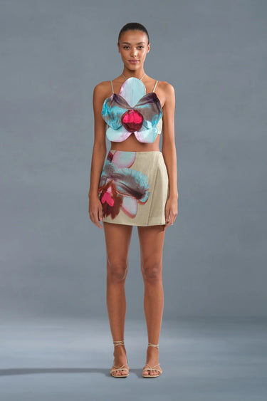 AMUR Orielle Asymmetrical Skirt in Sage Orchid