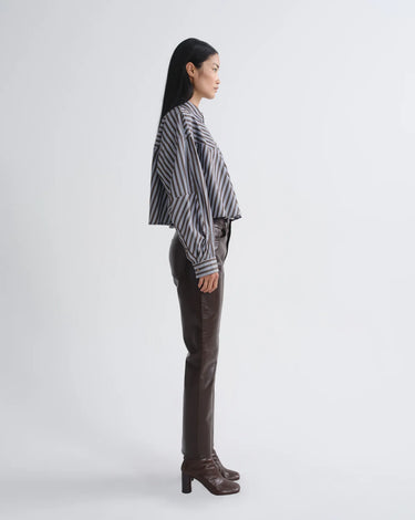 Agolde Agnes Shirt in Meyer Stripe White Chocolate