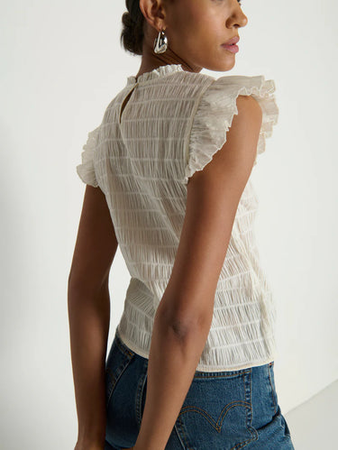 Nation Ashley Ruffle Tank in Porcelain