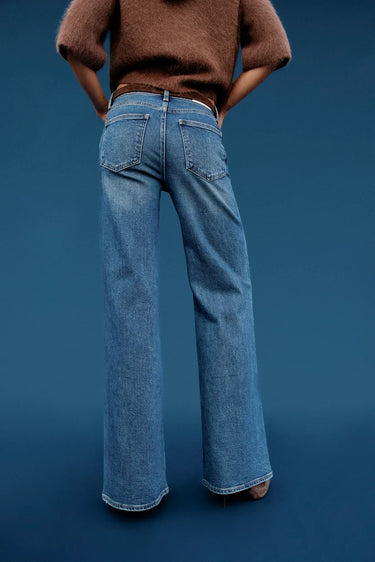 Pistola Vivian Mid Rise Wide Leg in Blue Depths