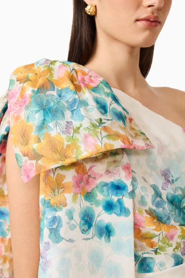 Eliatt Clementina One Shoulder Mini Dress in Multi Floral