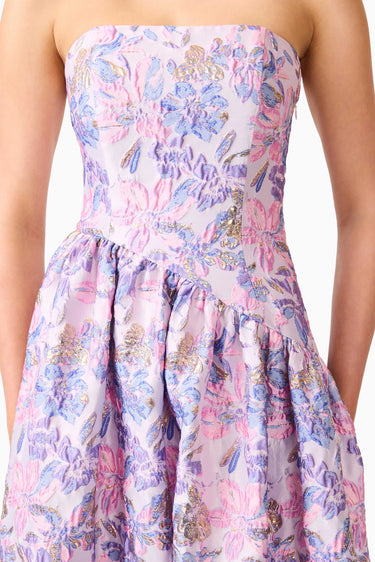Elliatt Marlene Asymmetrical Gown in Pink Purple Floral