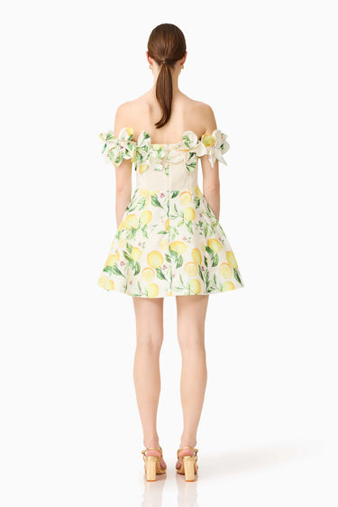 Elliatt Hana Off Shoulder Mini Dress in Yellow Multi