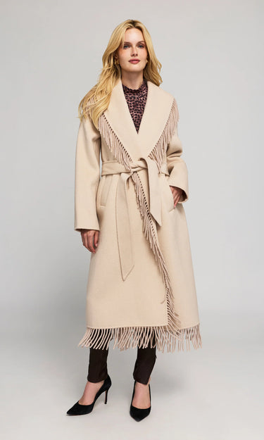 Generation Love Jenny Fringe Wool Coat in Soft Beige