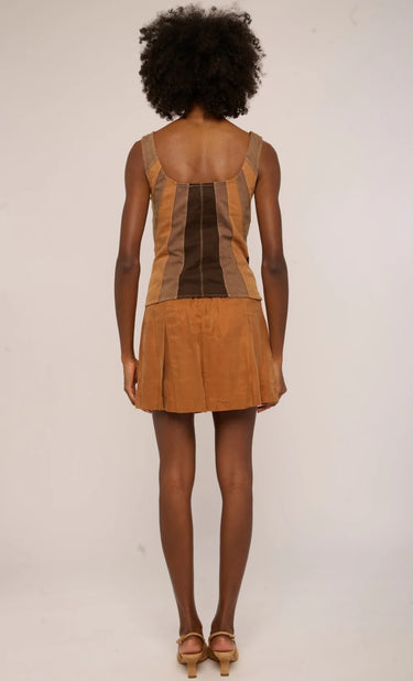 Love the Label Lenora Top in Brown Panel Denim