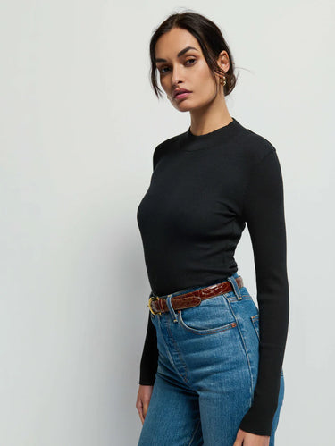 Nation Gina Slim Mock Neck in Jet Black