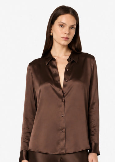 Cami NYC Crosby Silk Blouse in Chocolate