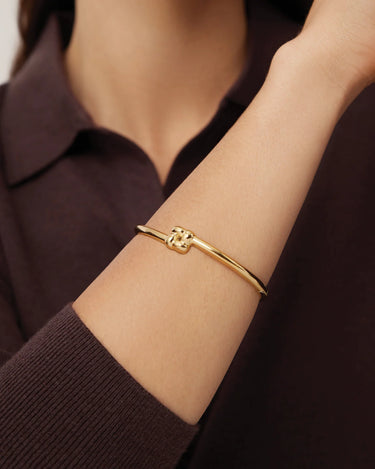 Jenny Bird Slim Woven Square Bangle in Gold