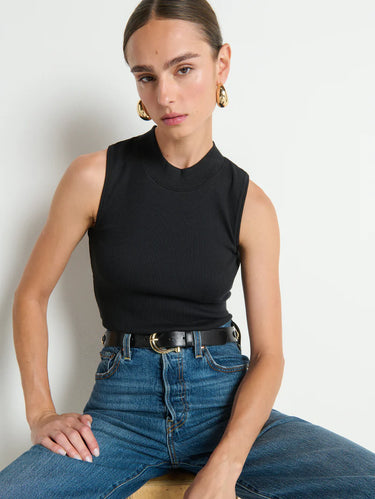 Nation Joan Sleeveless Mock Neck in Jet Black