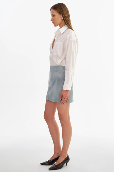Lamarque Jorden Suede Mini Skirt in Distressed Blue