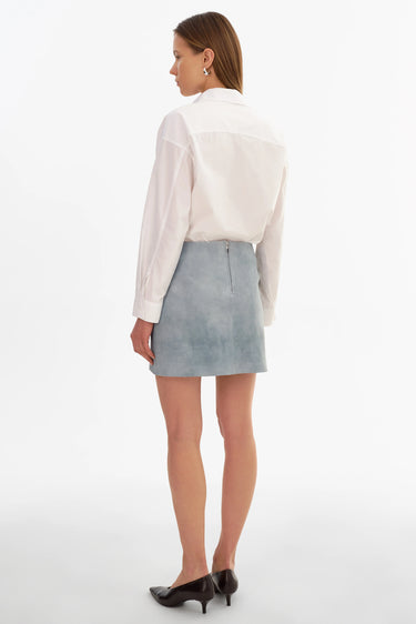 Lamarque Jorden Suede Mini Skirt in Distressed Blue