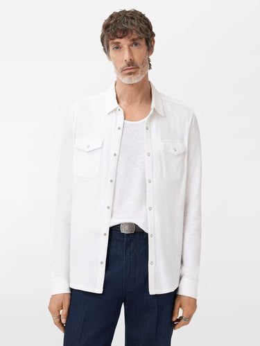 John Varvatos Arvon Western Shirt K5061W25 Men's Clothing White : XL