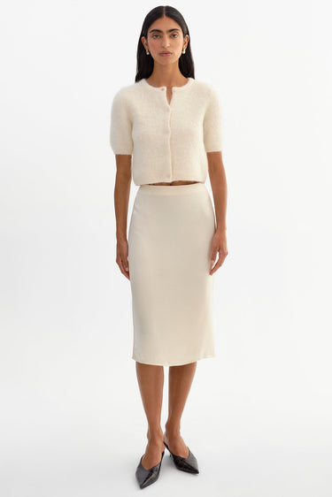 Lamarque Kendra Cropped Alpaca Cardigan in Ivory