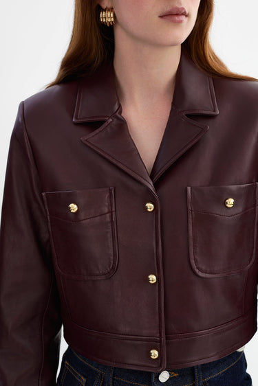 Lamarque Lorena Cropped Leather Jacket in Vamp