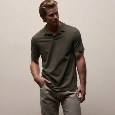 James Perse Sueded Jersey Polo in Platoon Pigment
