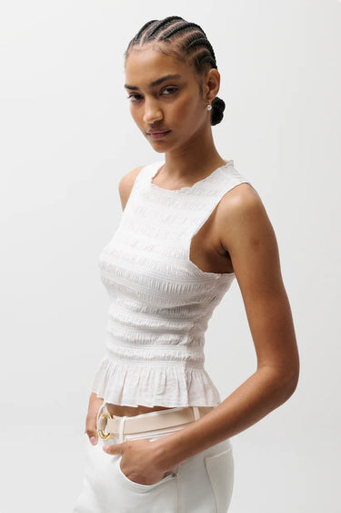 Pistola Phoebe Smocked Tank in Le Blanc