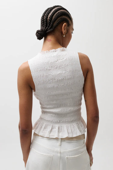 Pistola Phoebe Smocked Tank in Le Blanc