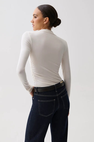 Pistola Nathalia Draped Mock Neck in Soft White