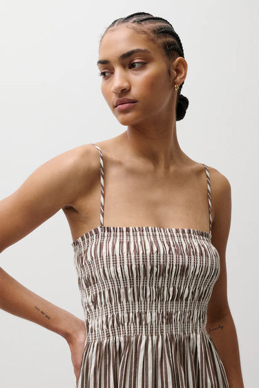 Pistola Bianca Shirred Bodice Dress in Java Stripe