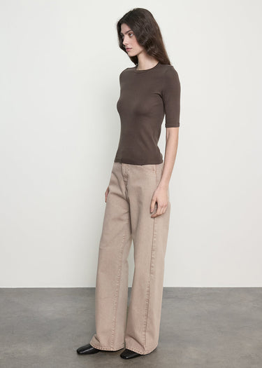 Enza Costa Supima Cotton New Classic Half Sleeve Tee in Espresso