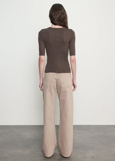 Enza Costa Supima Cotton New Classic Half Sleeve Tee in Espresso