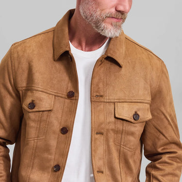 Rye 51 The Rusty Microsuede Trucker Jacket in Saddle