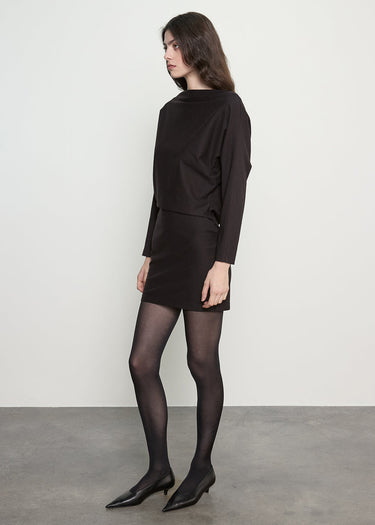 Enza Costa Supima Structured Jersey Dolman Curve Dress in Black