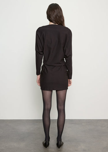 Enza Costa Supima Structured Jersey Dolman Curve Dress in Black