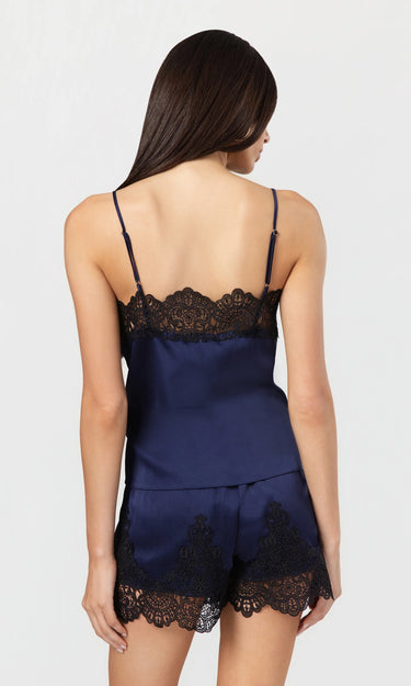 Generation Love Alisa Lace Hammered Satin Cami in French Navy Black