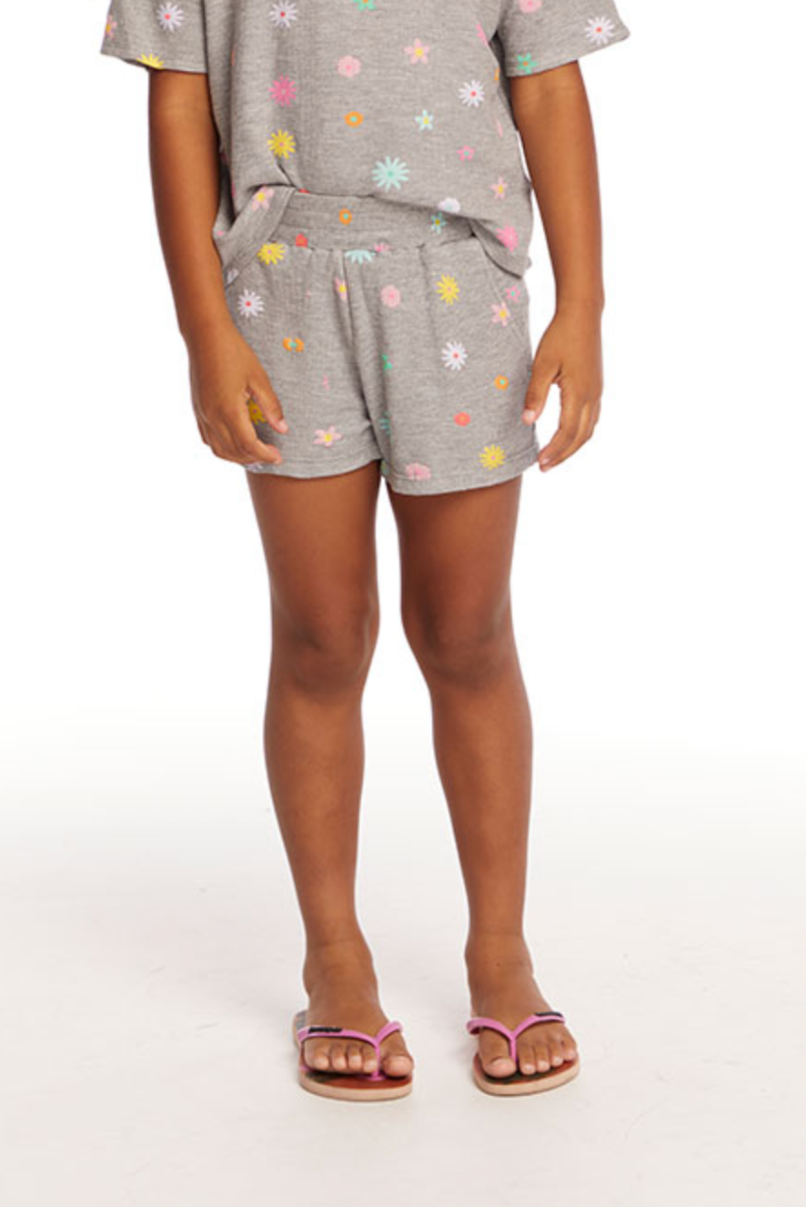 Chaser Kids Jade Shorts in Embroidery Flowers