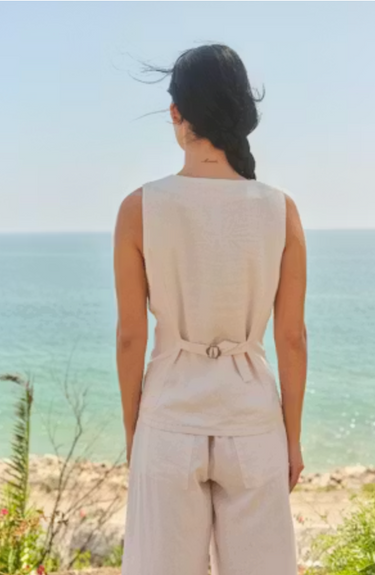 Sundry Linen Vest in Oyster