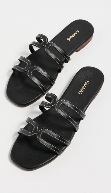 Kaanas Leela Leather Sandals in Black