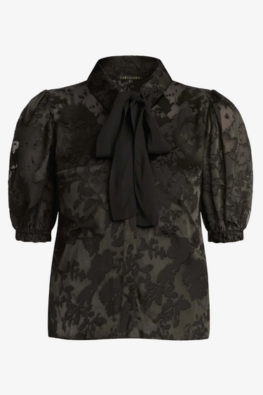 Caballero Louu Top in Black Silk Burnout