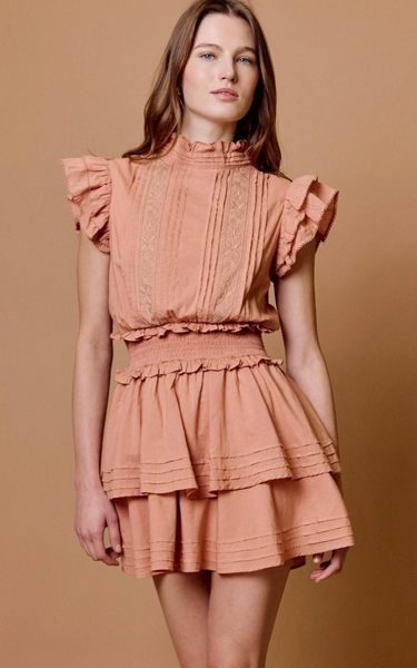 Cleobella Versailles Mini Dress in Rose Tan
