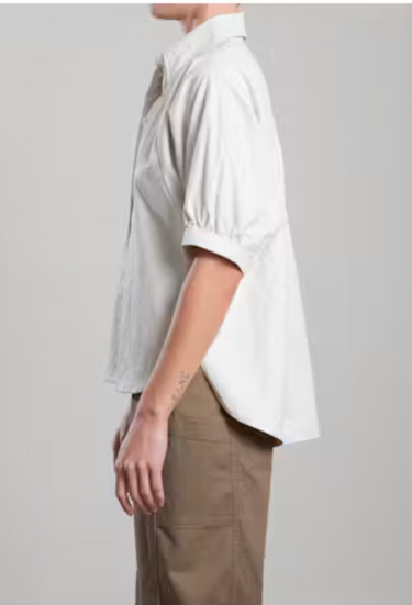 Pharaoh Claude Shirt in Faux Leather in Ivory