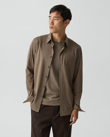 Theory Sylvain Shirt in Structure Knit in Morel
