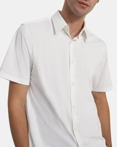 Theory Irving Short-Sleeve Shirt in Structure Knit in White