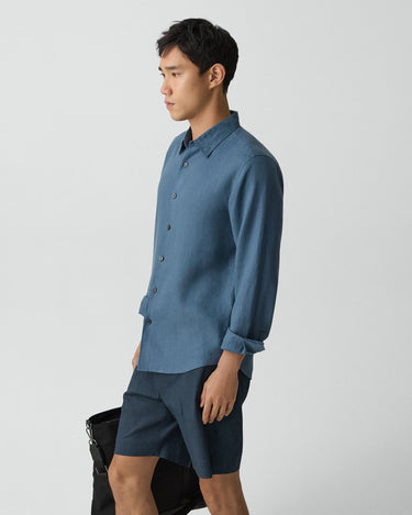 Theory Irving Shirt in Relaxed Linen in Bering
