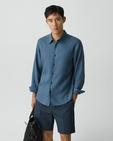 Theory Irving Shirt in Relaxed Linen in Bering